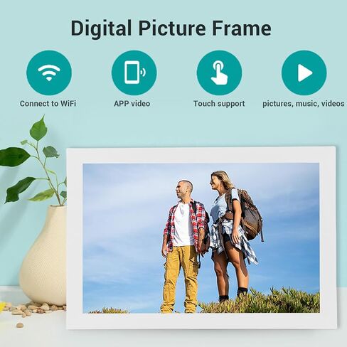 CCYLEZ 16.7 Inch Touch Screen Digital Photo Frame, Full HD 1080P WiFi Cloud Frame with Android OS, USB/SD/Remote Control, Multi Language Support for Home, Office, White (White) in Saudi Arabia