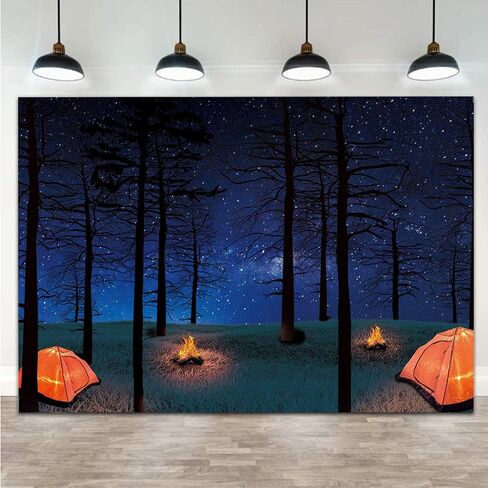 CGXINS Forest Night Scene Camping Backdrop for Photography 7x5ft Children Camping Themed Birthday Banner Baby Shower Party Decor Camp Event Photo Background Photo Booth Props Supplies in Saudi Arabia