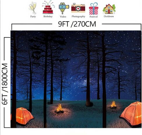 CGXINS Forest Night Scene Camping Backdrop for Photography 7x5ft Children Camping Themed Birthday Banner Baby Shower Party Decor Camp Event Photo Background Photo Booth Props Supplies in Saudi Arabia