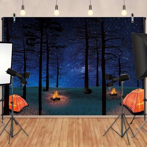 CGXINS Forest Night Scene Camping Backdrop for Photography 7x5ft Children Camping Themed Birthday Banner Baby Shower Party Decor Camp Event Photo Background Photo Booth Props Supplies in Saudi Arabia