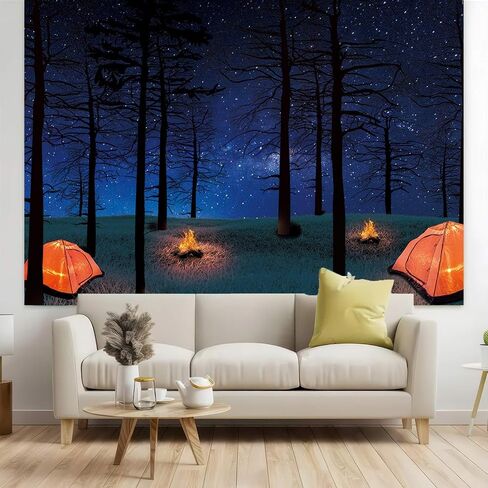 CGXINS Forest Night Scene Camping Backdrop for Photography 7x5ft Children Camping Themed Birthday Banner Baby Shower Party Decor Camp Event Photo Background Photo Booth Props Supplies in Saudi Arabia