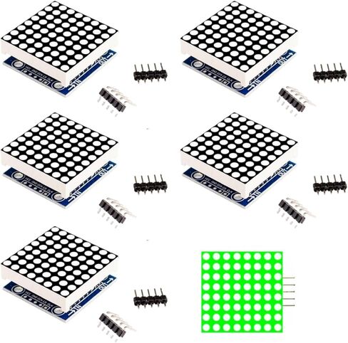 5PCS MAX7219 8x8 Dot Matrix LED Display Module 5V 5-Pin Interface DIY Kit with MCU Control for Arduino and LED Matrix Projects (Green) in Kuwait