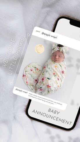 giggle angel Baby Receiving Blanket Swaddle Blanket Infant Wrap Pink Floral Pattern with Matching Bowtie (White) in Kuwait