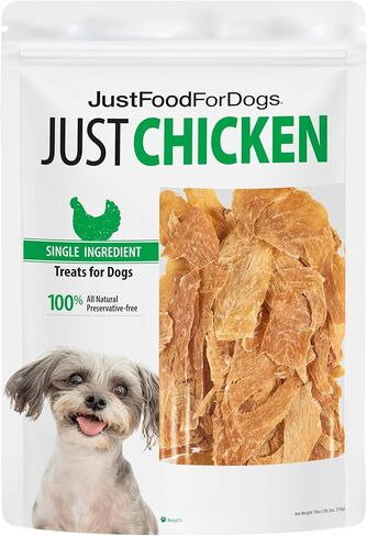 Just Food for Dogs Single Ingredient Healthy Dog Treats and Dog Snacks, Jerky Treats, Human Grade, Preservative and Grain Free, Rawhide Free Chews, Low Calorie Treat - Chicken Breast, 5 oz in Saudi Arabia