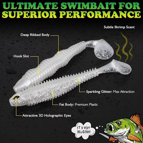 Paddle Tail Swimbaits 10/16/20 PCS Fishing Lures Soft Plastic Lures for Trout Crappie Walleye Soft Baits for Bass Fishing Freshwater Saltwater 4.1/3.5/3/2.5 Inch in Saudi Arabia