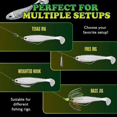 Paddle Tail Swimbaits 10/16/20 PCS Fishing Lures Soft Plastic Lures for Trout Crappie Walleye Soft Baits for Bass Fishing Freshwater Saltwater 4.1/3.5/3/2.5 Inch in Saudi Arabia