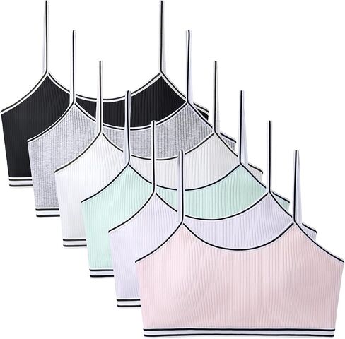 SIAEYINFY Girls Bra, 6PCS Girls Training Bra Cotton Bralette Seamless Cami Crop Bras in Saudi Arabia