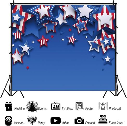 10x8ft Independence Day 4th of July Backdrop Patriotic Day Memorial Day Veterans Day Backdrop American Flag Striped Star Photography Background Large Banner Party Decorations Studio Photo Booth Props in Saudi Arabia
