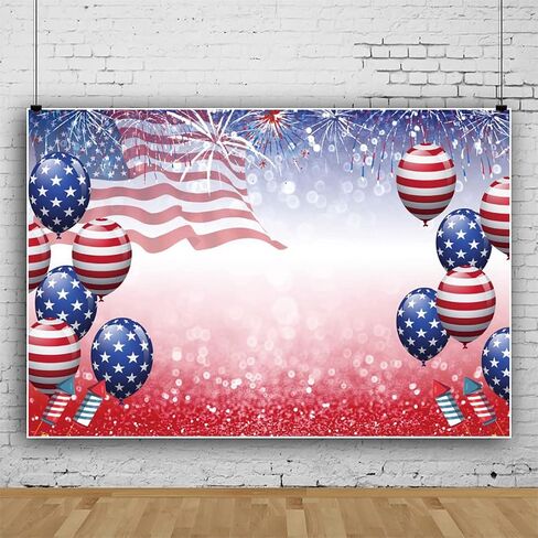 Dashan 10x8ft Polyester Independence Day Backdrop Backdrop 4th of July Photography Flag American Fire Firewors Balsons backgroun in Kuwait