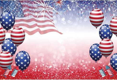 Dashan 10x8ft Polyester Independence Day Backdrop Backdrop 4th of July Photography Flag American Fire Firewors Balsons backgroun in Kuwait