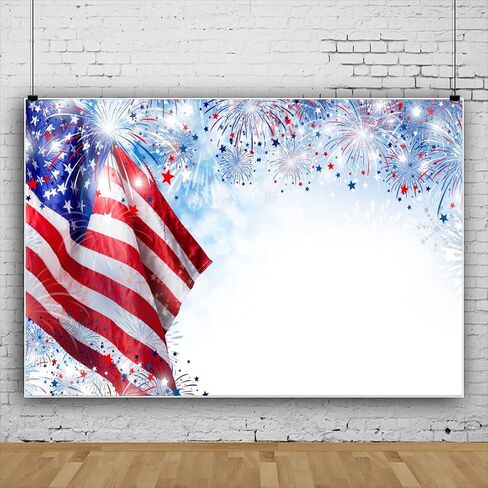 Dashan 10x8ft Polyester Independence Day Backdrop Backdrop 4th of July Photography Flag American Fire Firewors Balsons backgroun in Kuwait