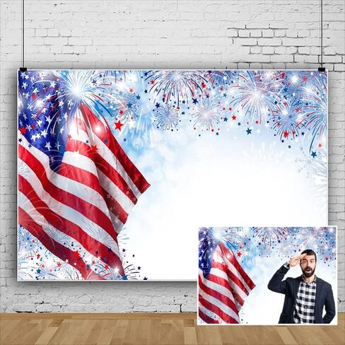 Dashan 10x8ft Polyester Independence Day Backdrop Backdrop 4th of July Photography Flag American Fire Firewors Balsons backgroun in Kuwait