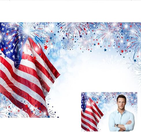 Dashan 10x8ft Polyester Independence Day Backdrop Backdrop 4th of July Photography Flag American Fire Firewors Balsons backgroun in Kuwait