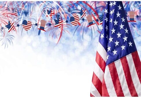 Dashan 10x8ft Polyester Independence Day Backdrop Backdrop 4th of July Photography Flag American Fire Firewors Balsons backgroun in Kuwait