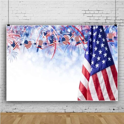 Dashan 10x8ft Polyester Independence Day Backdrop Backdrop 4th of July Photography Flag American Fire Firewors Balsons backgroun in Kuwait