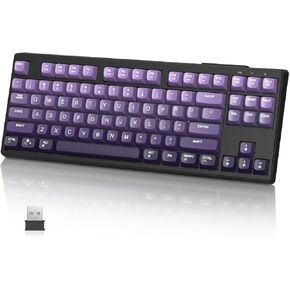ZIYOU LANG M87 75% Wireless Gaming Keyboard Mechanical Feel Silent Rainbow Backlit Bluetooth/2.4Ghz PBT Gradient Keycaps Rechargeable 4000mAH Battery Ergonomic for MAC/Win/PC-Moonnight