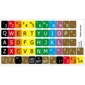 LEARNING LARGE LETTERING (UPPER CASE) ENGLISH US COLORED KEYBOARD DECALS