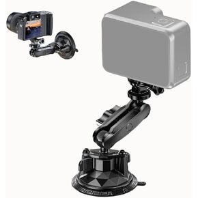 Camera Suction Cup Mount with Ball Head Magic Arm, Twist-Lock Composite Suction Cup Mount on Car Boat Windshield Window with 1/4"-20 Threaded for Action Camera/Camcorder/Phone Holder