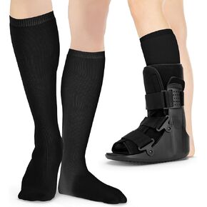 BraceAbility Walking Boot Sock Liners – (1 Pair) Replacement Medical Tube Socks for Under Orthopedic, Air CAM Walkers, Fracture Boots, and Surgical Foot Cast Shoes for Men or Women (Tall White)