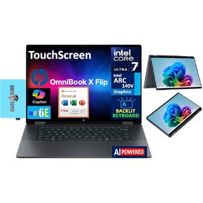 HP Omnibook X Flip 2-in-1 AI Powered 2-in-1 الكمبيوتر المحمول 16.0 "شاشة اللمس IPS WUXGA (Intel Ultra 7-256V ، 16GB LPDDR5X ، 4TB PCIE SSD ، WIN 11 PRO) W/MS 365 Personal ، DKZ USB.