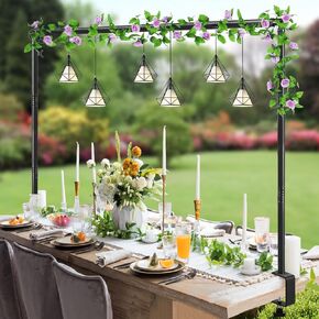 Over The Table Rod Stand with Clamps Adjustable 31"-110" Length 31"-64" Height, Table Balloon Arch Stand for Wedding Birthday Party Baby Shower, Black Table Arch Frame Hanging Decor Rod