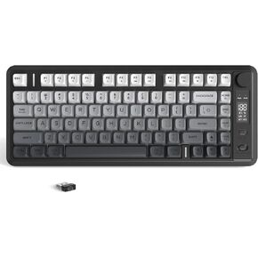 M75 Wireless Membrane Gaming Keyboard Mechanical Feel with Knob & OLED Display Bluetooth/2.4Ghz Rainbow Backlit Gradient PBT Keycaps 2000mAH Battery Anti-Ghosting-Purple