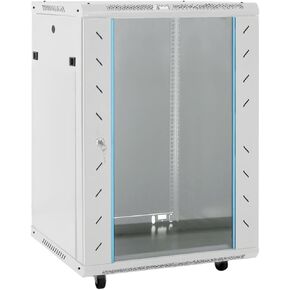 Organize Your Network with 15U Network Cabinet, Durable Cold-Rolled Steel, Lockable Glass Door, 19" Compatibility, Gray