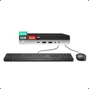 HP EliteDesk 800 G5 Mini Desktop Computer, Intel Core i5-9500T 3.70 GHz, 16GB DDR4 RAM, 512GB NVMe SSD Mouse & Keyboard, WiFi, Windows 10 Pro (Renewed)