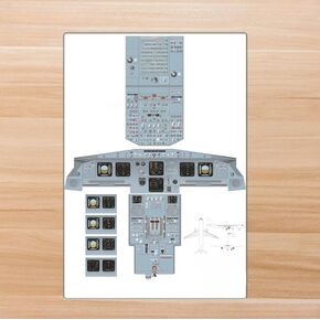 Airbus A320 Cockpit Control Panel Layout Diagram, Flight Deck Instrument Display Print, Aviation Technical Reference rubber desk pad PAD6040-320C