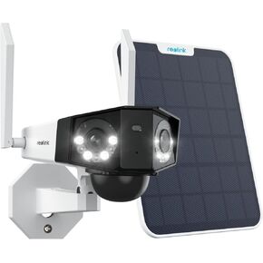 REOLINK Duo 2 Solar Security Camera - 6MP Dual Lens Wireless Outdoor Security Cameras with 180° View, 2.4/5GHz WiFi, Color Night Vision, Human/Vehicle/Pet Detection, No Extra Fee (Renewed)