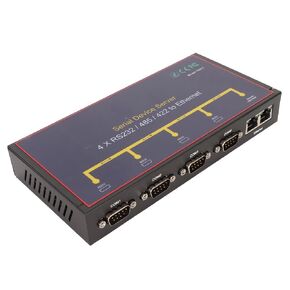 RS232 RS485 to Ethernet Converter, RJ45 Port Industrial Grade Serial Server 110bps to 230400bps 4 Ports 100-240V for Industrial (US Plug)