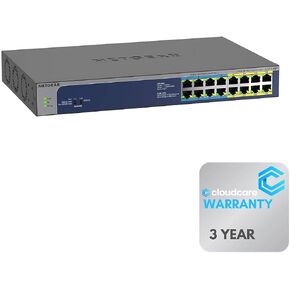 NETGEAR GS516UP 16-Port Unmanaged Switch | 8 x 10/100/1000 (PoE+) + 8 x 10/100/1000 (PoE++) | Desktop, Rack-Mountable | Cloud Care's 3 Year Warranty SupportPlus Included