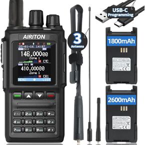 DM-168 DMR Radio DMR & Analog Handheld Ham Radio Dual Band with Noise Reduction Walkie Talkies 10K Talk Groups, 2 Batteries, 3 Antennas, USB-C Charging & Programming for Hunting Team Work