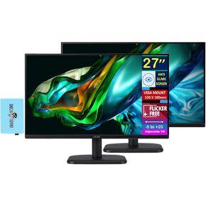 acer EK271 EBI FHD IPS Free Sync Monitor with 1ms Response Time, Anti Glare, Flicker Free, VESA Mount (100mm), VGA, HDMI & Dockztorm USB Port Expander, Black (UM.HE1AA.E01-2025 Latest Model) 2 Pack
