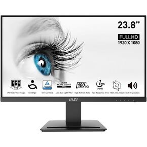 MSI 24" IPS FHD (1920 x 1080) Non-Glare with Super Narrow Bezel 100HZ 1ms 16:9 with Tilt Stand (Pro MP243X), Black