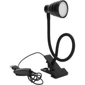 Hilitand Adjustable Clamp Lamp, USB Learning Light Reading Eye Protection Lighting Supplies with Metal Clamp, for Enthusiasts Workers (B Type White)