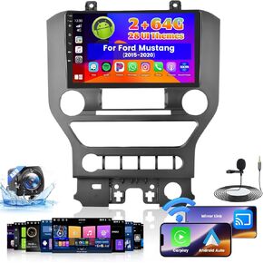 Roinvou 2+64G Radio for Ford Mustang 2015-2020 Android Car Stereo Wireless Carplay, 9 inch Touch Screen for Mustang, Support Original Car with Large Screen