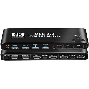 2x2 HD-MI kvm Switch 4K60Hz Dual Monitor KVM HD-MI Extended Display USB KVM Switcher 2 in 2 Out for 2 Computers Share 2 Monitors
