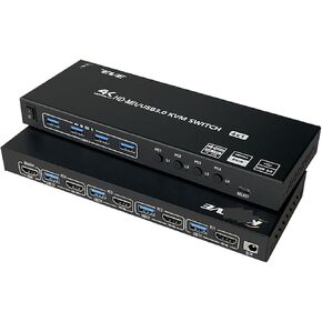 USB 3.0 KVM Switch HD-MI 4 Port Support USB Hub HDR EDID HD-MI USB Switch 4 in 1 Out and 4 USB 3.0 Port for Keyboard Mouse Print
