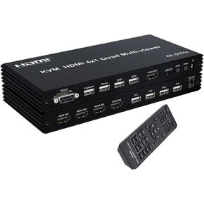 KVM HDMI Quad Splitter Screen Multiviewer 4x1 8X1 4k Multivisor HDMI KVM Quad 4x1 Seamless Segmentacion Switch for USB Keyboard(8X1 KVM 4K30,EU Plug)