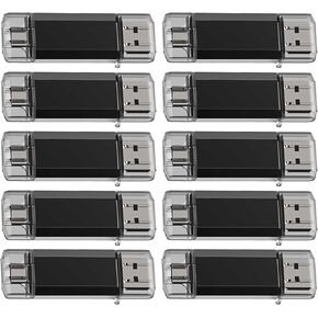 GoRAM 16GB (10 Pack) Dual Drive Go-Stick USB 3.0 + USB-C Type-C Flash Drive for Android Smartphones, Computers, MacBook, Tablets, PC (16GB)