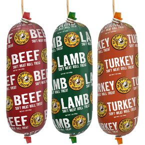 Happy Howie's Soft Meat Roll Treat - Soft Dog Food Rolls, Natural Ingredients, for All Dogs, Made in USA - Beef, Lamb, Turkey, 7 Oz (Pack of 3)