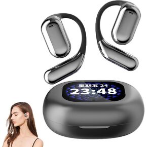 Ipx5 Waterproof Bluetooth Earbuds, True Powerful Bluetooth 5.4 Open Ear Earbuds, Ipx5 Waterproof, Intelligent Touch Screen Open Earphones, Non Ear Headphones (Black)