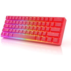 HK GAMING GK61 Mechanical Gaming Keyboard - 61 Keys Multi Color RGB Illuminated LED Backlit Wired Programmable for PC/Mac Gamer (Gateron Optical Brown, Red)