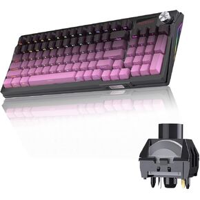 KUTETHY KY95 98% Wireless Mechanical Keyboard,LCD Screen & Knob,Tri-Mode BT5.0/2.4GHz/USB-C Hot Swappable Custom,Pre-lubed Kailh Clicky Switches,95 Keys RGB Gaming Keyboard(Green Gradient)
