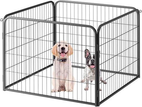 FDW Dog Playpen Dog Pen Dog Kennel Indoor Outdoor Folding Metal Portable Puppy Exercise Pen Heavy Duty Dog Fence for Yard Camping,Black in Kuwait