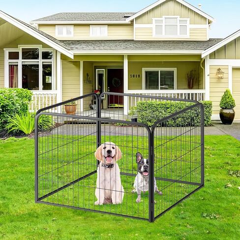 FDW Dog Playpen Dog Pen Dog Kennel Indoor Outdoor Folding Metal Portable Puppy Exercise Pen Heavy Duty Dog Fence for Yard Camping,Black in Kuwait