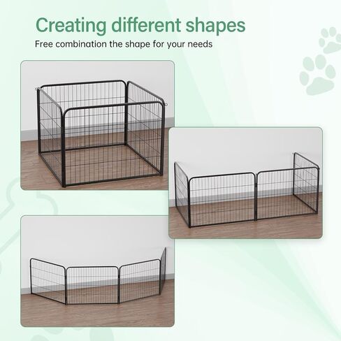 FDW Dog Playpen Dog Pen Dog Kennel Indoor Outdoor Folding Metal Portable Puppy Exercise Pen Heavy Duty Dog Fence for Yard Camping,Black in Kuwait