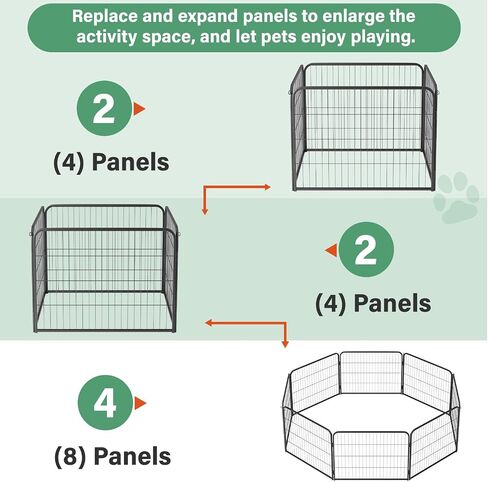 FDW Dog Playpen Dog Pen Dog Kennel Indoor Outdoor Folding Metal Portable Puppy Exercise Pen Heavy Duty Dog Fence for Yard Camping,Black in Kuwait