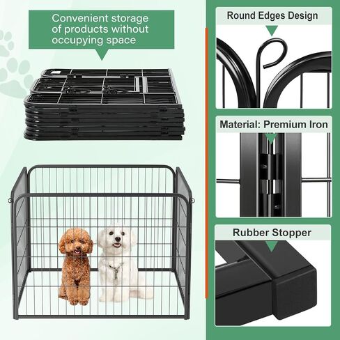 FDW Dog Playpen Dog Pen Dog Kennel Indoor Outdoor Folding Metal Portable Puppy Exercise Pen Heavy Duty Dog Fence for Yard Camping,Black in Kuwait